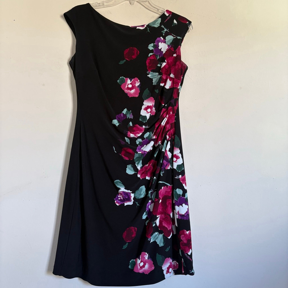 Women's Lauren Ralph Lauren Petites Black Floral Sheath Dress 10P - Picture 3 of 13
